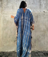 Beach Dress, Maxi Boho Dress, Kaftan Dress, Jose Tie Dry in Blue and White - Wild Rose Boho