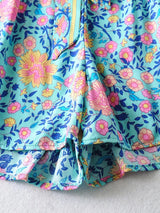 Boho Jumpsuit, Romper, Playsuit, Blue Wild Flower - Wild Rose Boho