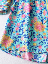 Boho Jumpsuit, Romper, Playsuit, Blue Wild Flower - Wild Rose Boho