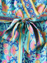 Boho Jumpsuit, Romper, Playsuit, Blue Wild Flower - Wild Rose Boho