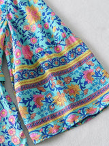 Boho Jumpsuit, Romper, Playsuit, Blue Wild Flower - Wild Rose Boho