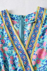 Boho Jumpsuit, Romper, Playsuit, Blue Wild Flower - Wild Rose Boho