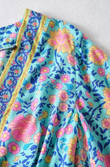 Boho Jumpsuit, Romper, Playsuit, Blue Wild Flower - Wild Rose Boho