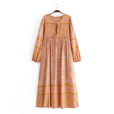 Boho Dress, Gown, Camila Indian Flower Pink - Wild Rose Boho