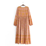 Boho Dress, Gown, Camila Indian Flower Pink - Wild Rose Boho