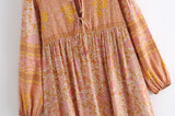 Boho Dress, Gown, Camila Indian Flower Pink - Wild Rose Boho