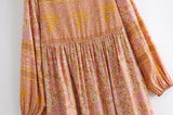 Boho Dress, Gown, Camila Indian Flower Pink - Wild Rose Boho