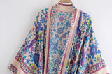 Boho Robe, Kimono Robe, Beach Cover up, Purple Peony Bird