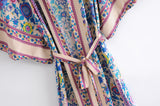 Boho Robe, Kimono Robe, Beach Cover up, Purple Peony Bird