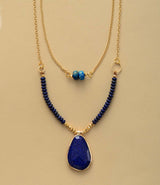 Boho Necklace, 2 Layers Lapis