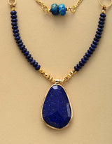 Boho Necklace, 2 Layers Lapis