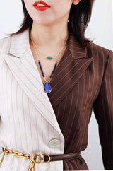 Boho Necklace, 2 Layers Lapis