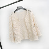 Boho Cardigan,Vinatge Crochet Cardigan Blouse, Marry White and Apricot - Wild Rose Boho