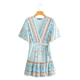 Mini Dress, Boho Dress, Sundress, Vacation in River Blue - Wild Rose Boho
