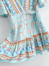 Mini Dress, Boho Dress, Sundress, Vacation in River Blue - Wild Rose Boho