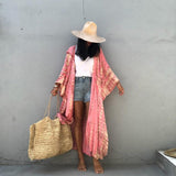 Boho Robe, Beach Robe, Black, Hoodie Robe Green Pink Tie Dry - Wild Rose Boho