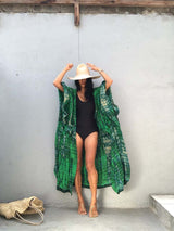 Boho Robe, Beach Robe, Black, Hoodie Robe Green Pink Tie Dry - Wild Rose Boho