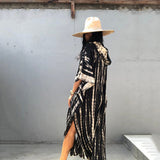 Boho Robe, Beach Robe, Black, Hoodie Robe Green Pink Tie Dry - Wild Rose Boho