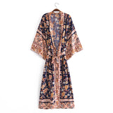 Boho Robe, Kimono Robe, Carina Rose Midnight Black - Wild Rose Boho