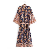 Boho Robe, Kimono Robe, Carina Rose Midnight Black - Wild Rose Boho