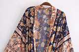 Boho Robe, Kimono Robe, Carina Rose Midnight Black - Wild Rose Boho