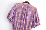 Mini Dress, Boho Dress, Sundress, Purple Clementine Rose - Wild Rose Boho