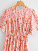 Midi Dress, Boho Dress, Sundress, Pink Camelia - Wild Rose Boho