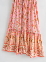 Midi Dress, Boho Dress, Sundress, Pink Camelia - Wild Rose Boho