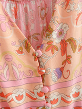 Midi Dress, Boho Dress, Sundress, Pink Camelia - Wild Rose Boho