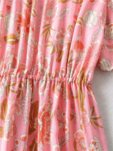 Midi Dress, Boho Dress, Sundress, Pink Camelia - Wild Rose Boho