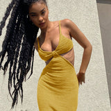 Beach Dress, Cover Up, Maxi Dress. Backless Dress, Mariana in Black, Yellow and Brown - Wild Rose Boho