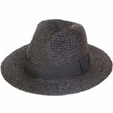 Boho Hat, Sun Hat, Beach Hat, Raffia Grass Fedora Jazz Hat, Mia Black Caramel - Wild Rose Boho