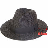 Boho Hat, Sun Hat, Beach Hat, Raffia Grass Fedora Jazz Hat, Mia Black Caramel - Wild Rose Boho