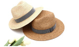 Boho Hat, Sun Hat, Beach Hat, Raffia Grass Fedora Jazz Hat, Mia Black Caramel - Wild Rose Boho