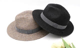 Boho Hat, Sun Hat, Beach Hat, Raffia Grass Fedora Jazz Hat, Mia Black Caramel - Wild Rose Boho