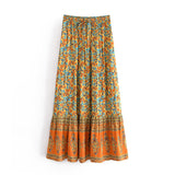 Boho Skirt, Maxi Skirt, Calla in Orange - Wild Rose Boho