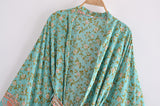 Boho Robe, Kimono Robe, Wild Floral in Mint Green - Wild Rose Boho