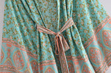 Boho Robe, Kimono Robe, Wild Floral in Mint Green - Wild Rose Boho