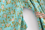 Boho Robe, Kimono Robe, Wild Floral in Mint Green - Wild Rose Boho