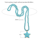 Boho Necklace, RH Turquoise White Blue Natural Stone - Wild Rose Boho