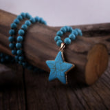 Boho Necklace, RH Turquoise White Blue Natural Stone - Wild Rose Boho