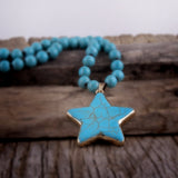 Boho Necklace, RH Turquoise White Blue Natural Stone - Wild Rose Boho