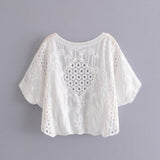 Boho Blouse, Vintage Crochet Blouse, Lisa White and Apricot - Wild Rose Boho