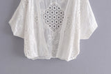 Boho Blouse, Vintage Crochet Blouse, Lisa White and Apricot - Wild Rose Boho
