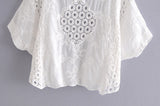 Boho Blouse, Vintage Crochet Blouse, Lisa White and Apricot - Wild Rose Boho