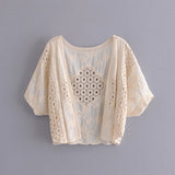 Boho Blouse, Vintage Crochet Blouse, Lisa White and Apricot - Wild Rose Boho