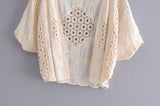 Boho Blouse, Vintage Crochet Blouse, Lisa White and Apricot - Wild Rose Boho