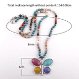 Boho Necklace, RH Crystal Butterfly Blue Natural Stone - Wild Rose Boho