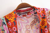Boho Robe, Kimono Robe, Camila Peony Green Red - Wild Rose Boho