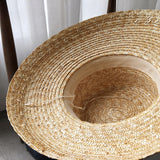 Boho Hat, Beach Hat, Straw Sun Hat, Vinatge Lady Black Ribbon - Wild Rose Boho